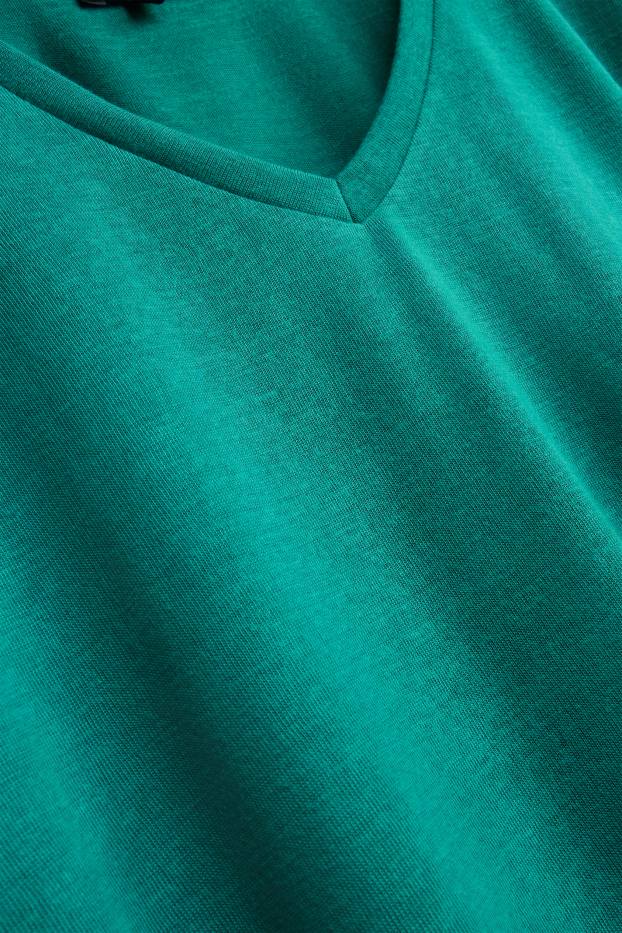 Donna - T-shirt con scollo a V - relaxed fit - petrolio
