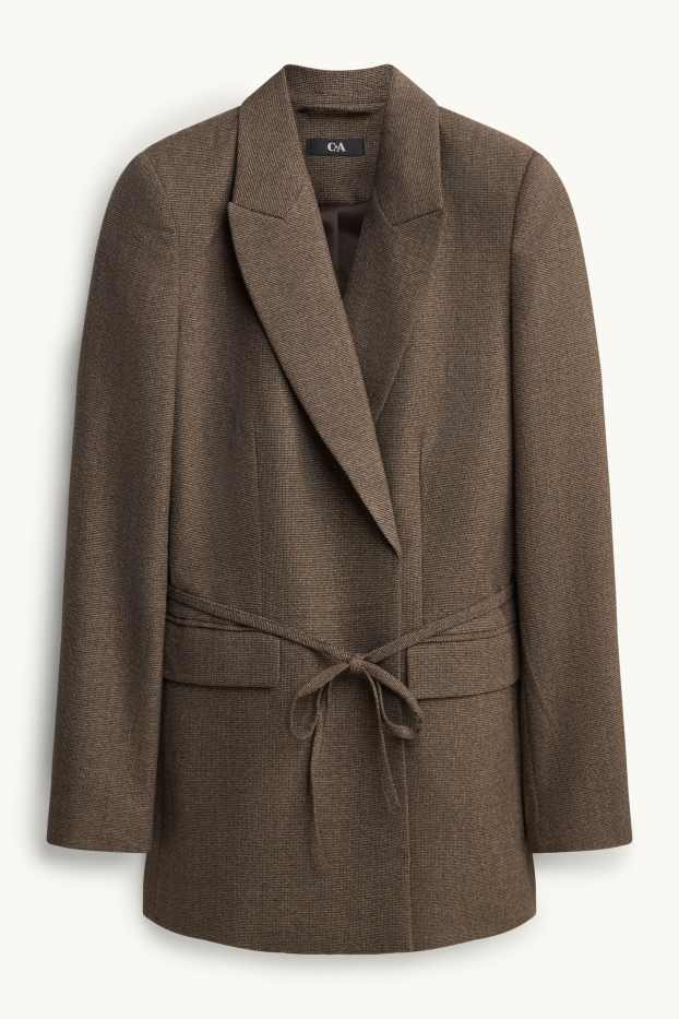 Damen - Longblazer - Regular Fit - strukturiert - dunkelbraun