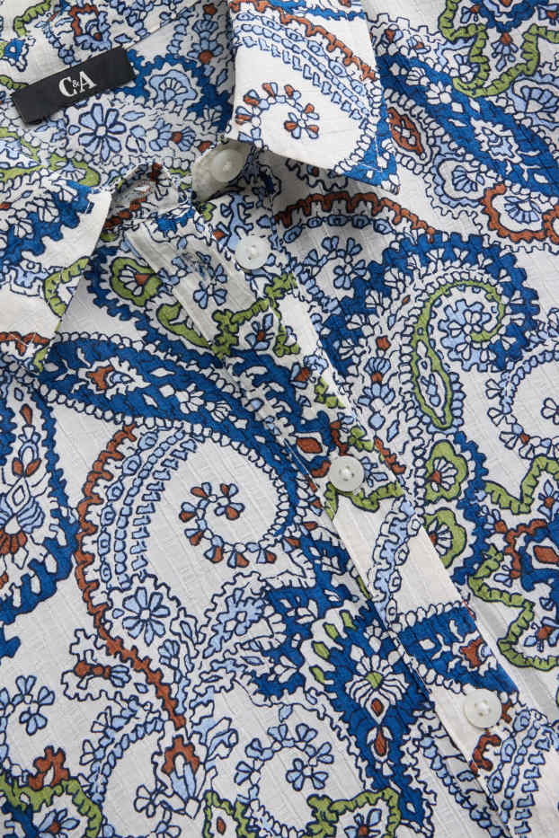 Damen - A-Linien Kleid - gemustert - blau / weiss