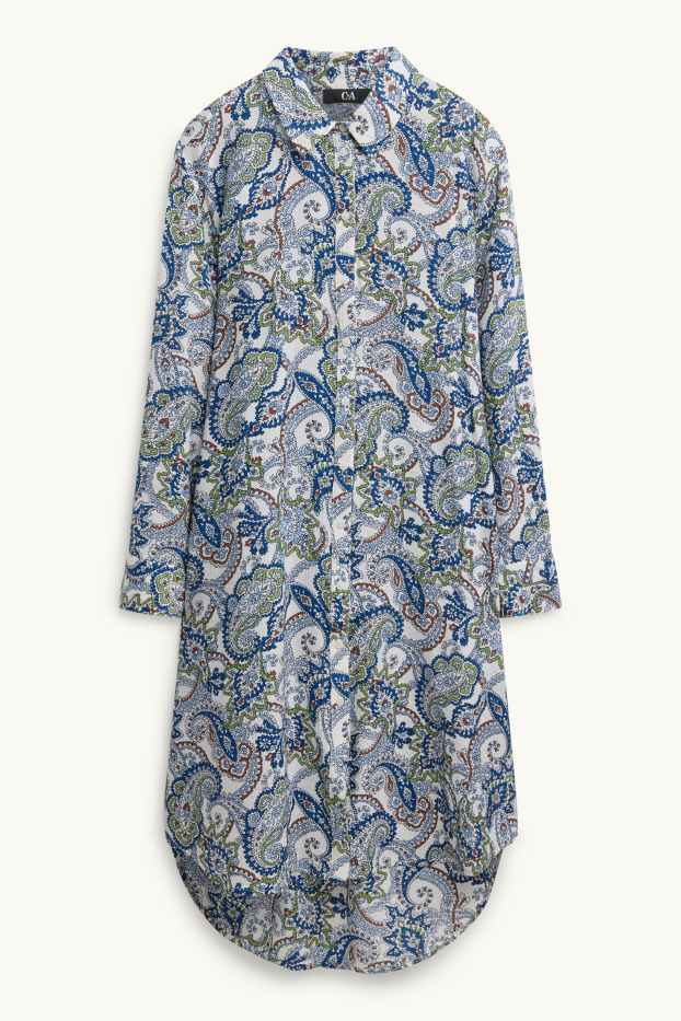Damen - A-Linien Kleid - gemustert - blau / weiss