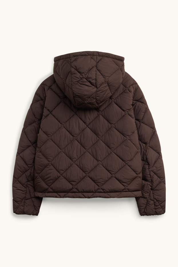Women - Quilted jacket with hood - water-repellent - brown