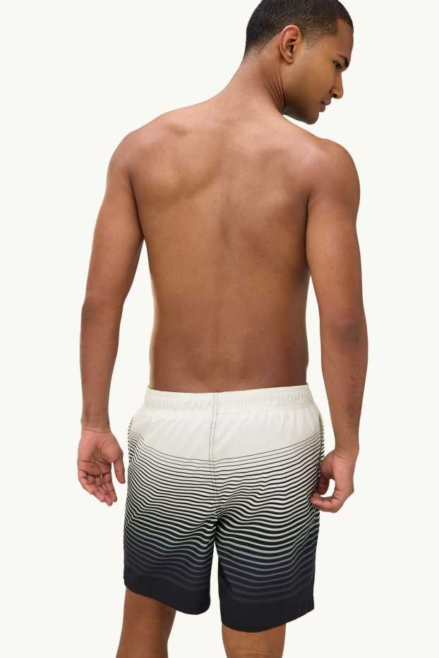 Hommes - Short de bain - à rayures - à motif - noir / gris
