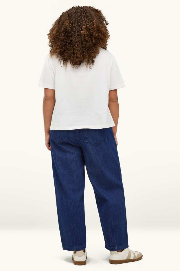 Dámské - Barrel jeans - mid waist - džíny - tmavomodré