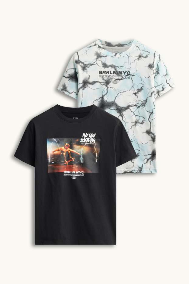 Enfants garçons - T-shirt - bleu  / noir