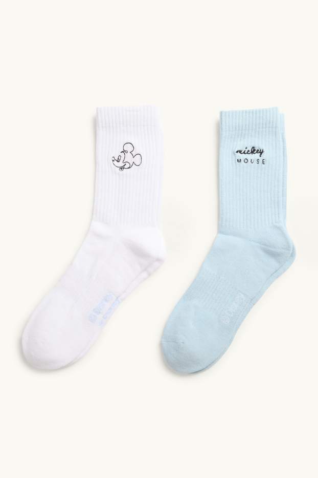 Donna - Confezione da 2 - calze con motivo - Topolino - bianco / azzurro