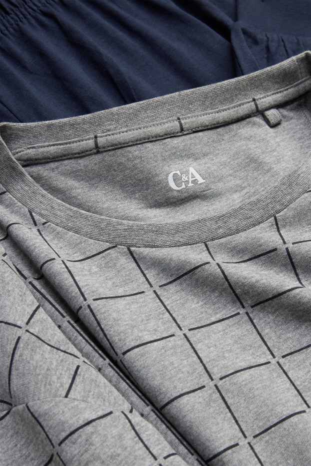 Herren - Pyjama - blau / grau