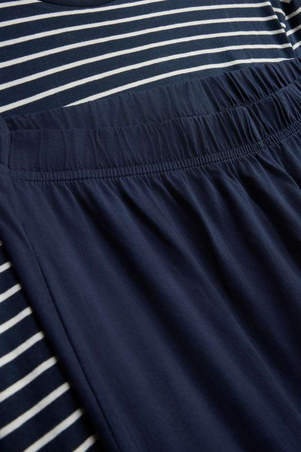 Herren - Pyjama - blau / schwarz