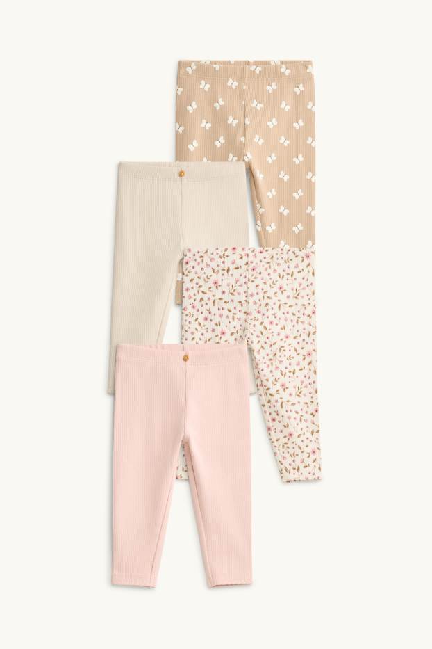 Baby: meisjes - Set van 4 - bloemetje en vlinder - babylegging - beige