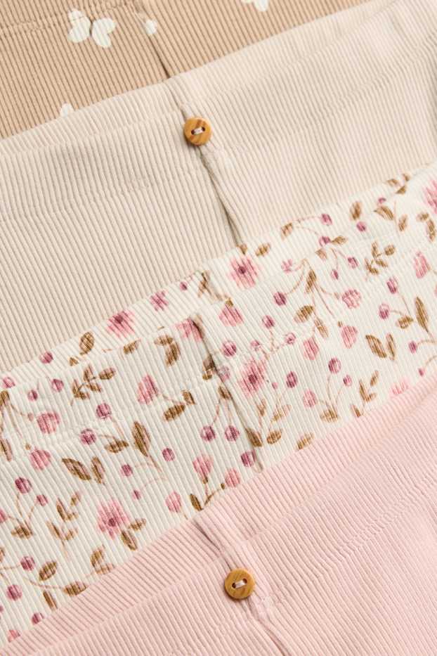 Baby: meisjes - Set van 4 - bloemetje en vlinder - babylegging - beige