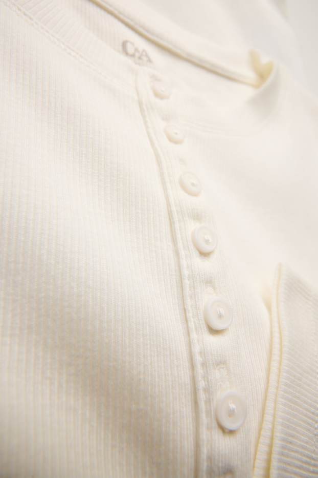 Dona - Samarreta d’estil henley - slim fit - acanalada - blanc