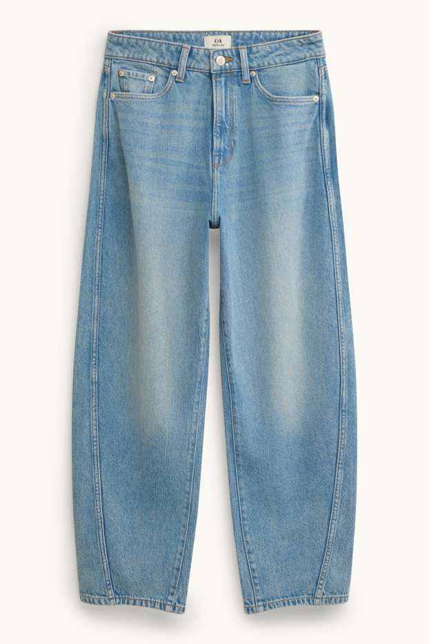 Women - Barrel jeans - high waist - blue denim