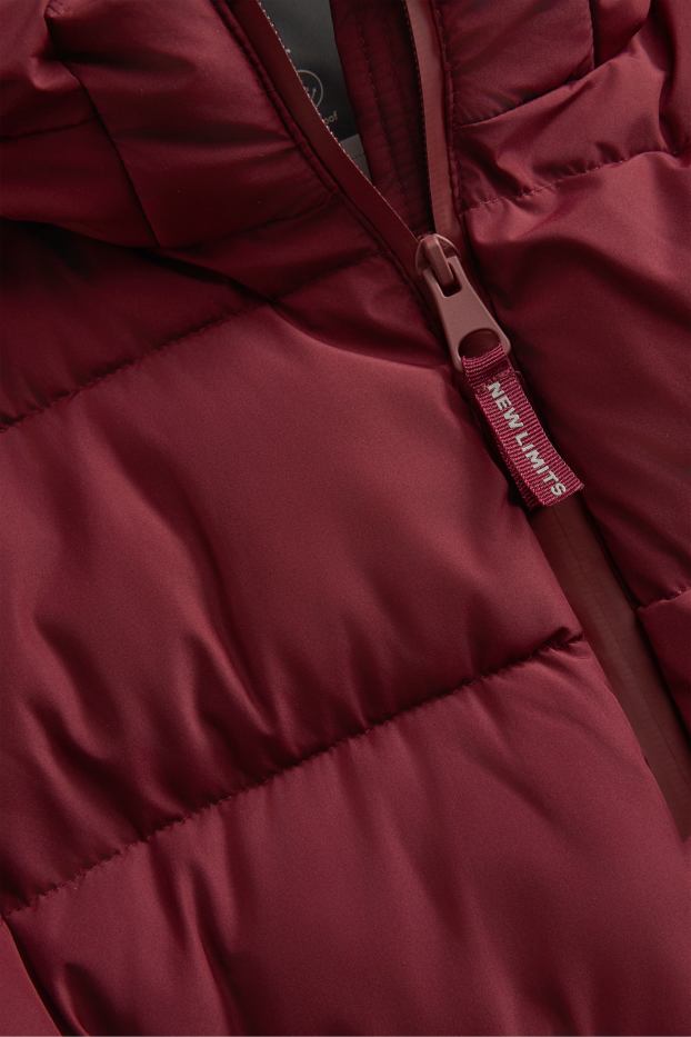 Kinder Buben - Steppjacke mit Kapuze - wasserabweisend - dunkelrot