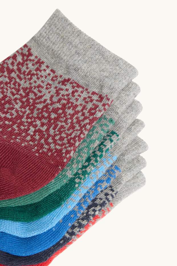 Enfants garçons - Lot de 7 paires - Pixel - chaussettes à motif - gris