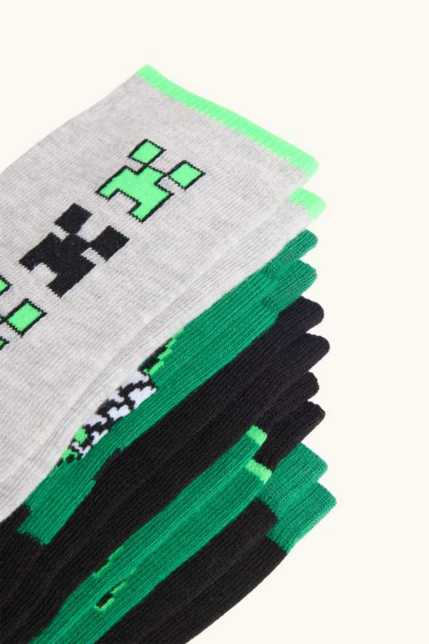 Kinder Buben - Multipack 5er - Minecraft - Socken mit Motiv - grün