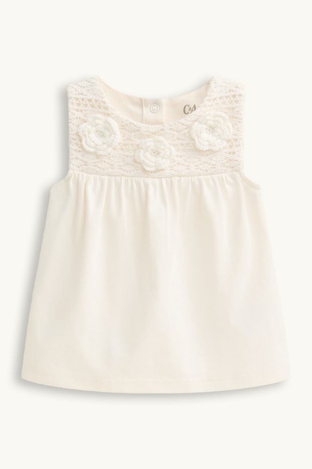 Baby Mädchen - Blümchen - Baby-Outfit - 2 teilig - weiss / rosa