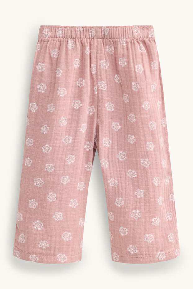 Baby Mädchen - Blümchen - Baby-Outfit - 2 teilig - weiss / rosa