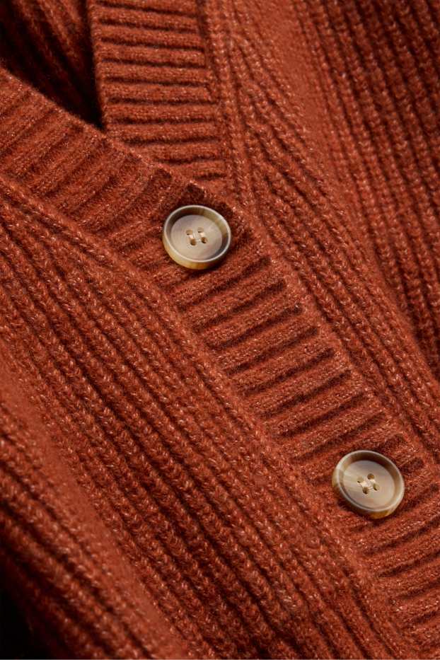 Damen - Strickjacke - gerippt - orange