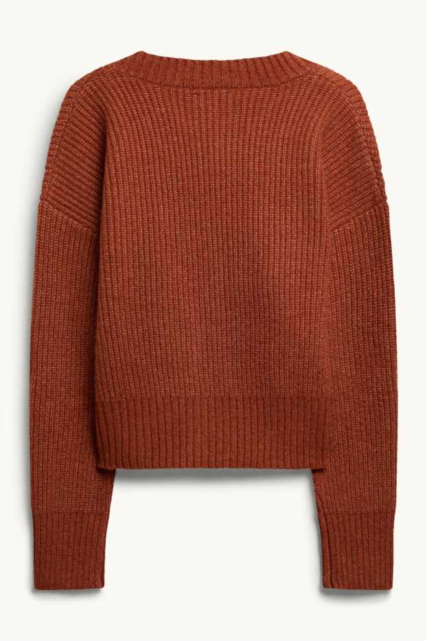 Damen - Strickjacke - gerippt - orange