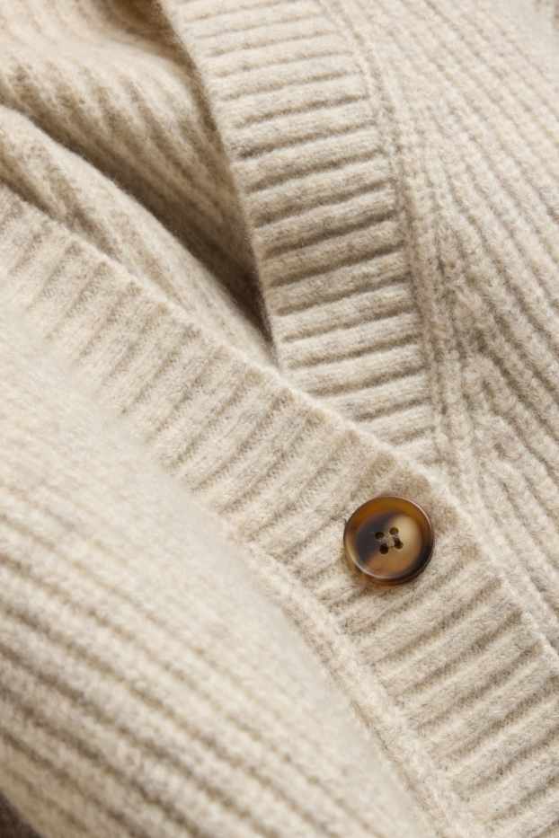 Damen - Strickjacke - gerippt - cremeweiß