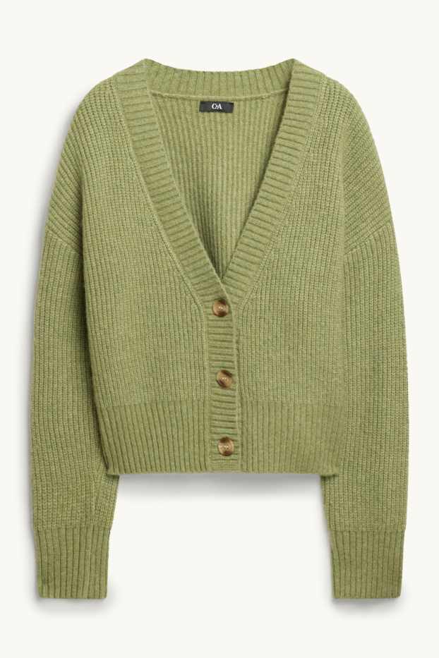 Femmes - Gilet en maille - finition côtelée - vert