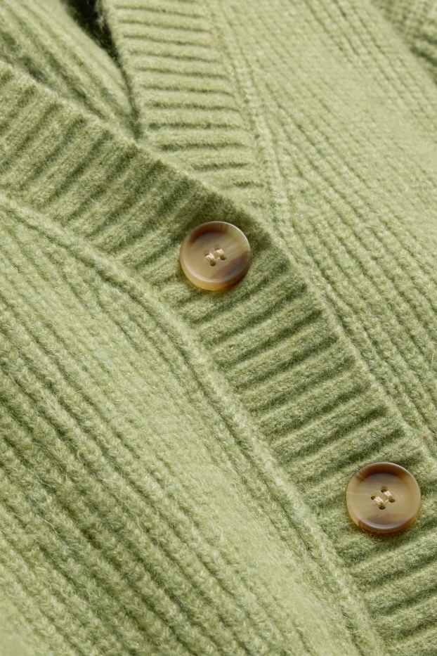 Femmes - Gilet en maille - finition côtelée - vert