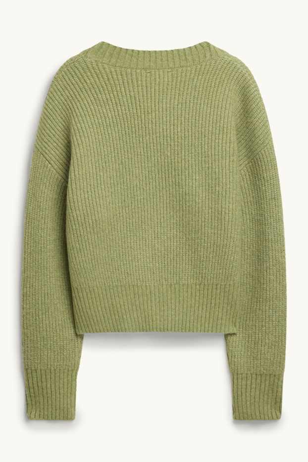 Femmes - Gilet en maille - finition côtelée - vert