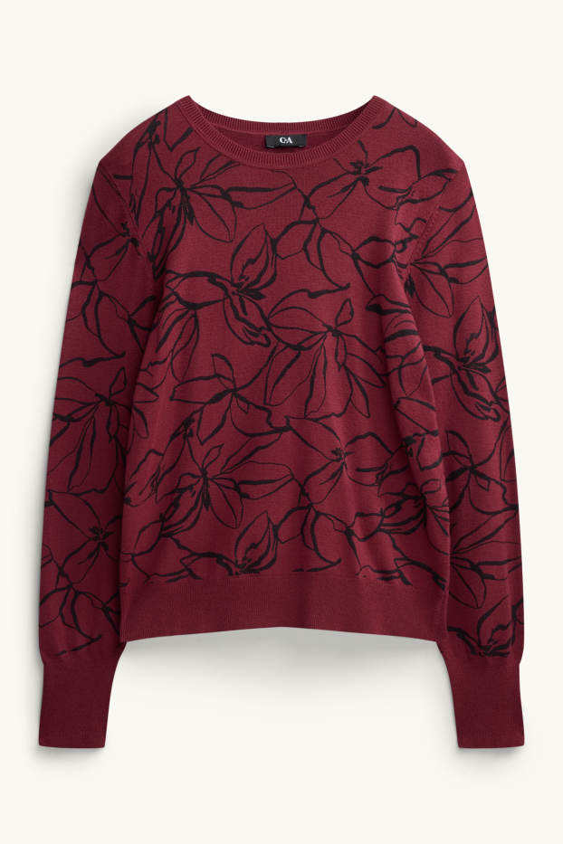 Women - Jumper - patterned - bordeaux