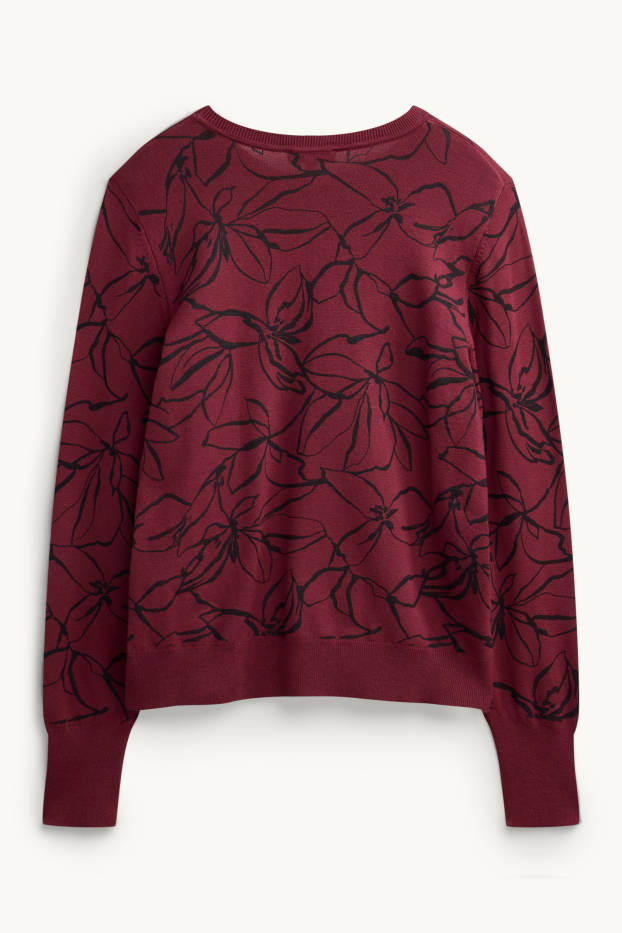 Women - Jumper - patterned - bordeaux