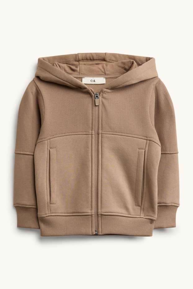 Kinder Buben - Set - Sweatjacke mit Kapuze und Jogginghose - 2 teilig - hellbraun