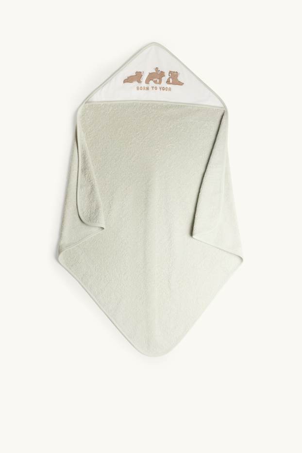 Baby Girls - Little bear - baby towel with hood - light green