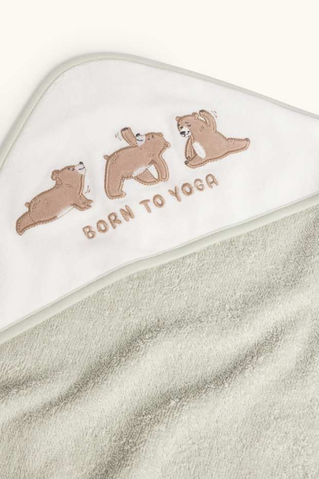 Baby Girls - Little bear - baby towel with hood - light green