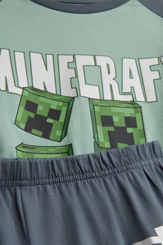 Copii - Băieți - Minecraft - pijama - 2 piese - aspect lucios - verde