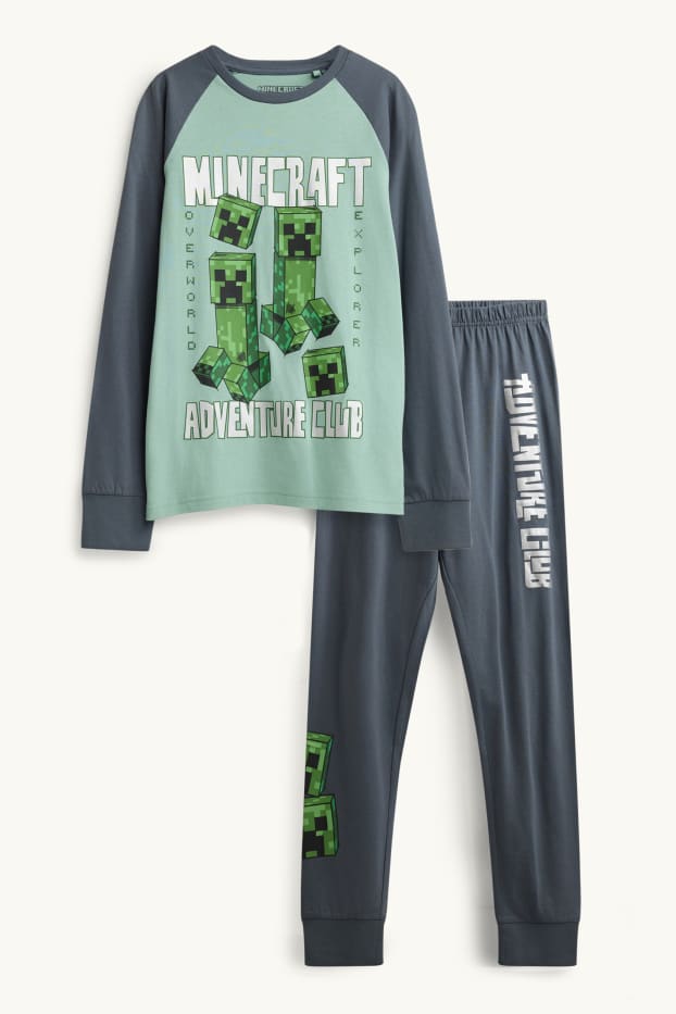 Copii - Băieți - Minecraft - pijama - 2 piese - aspect lucios - verde