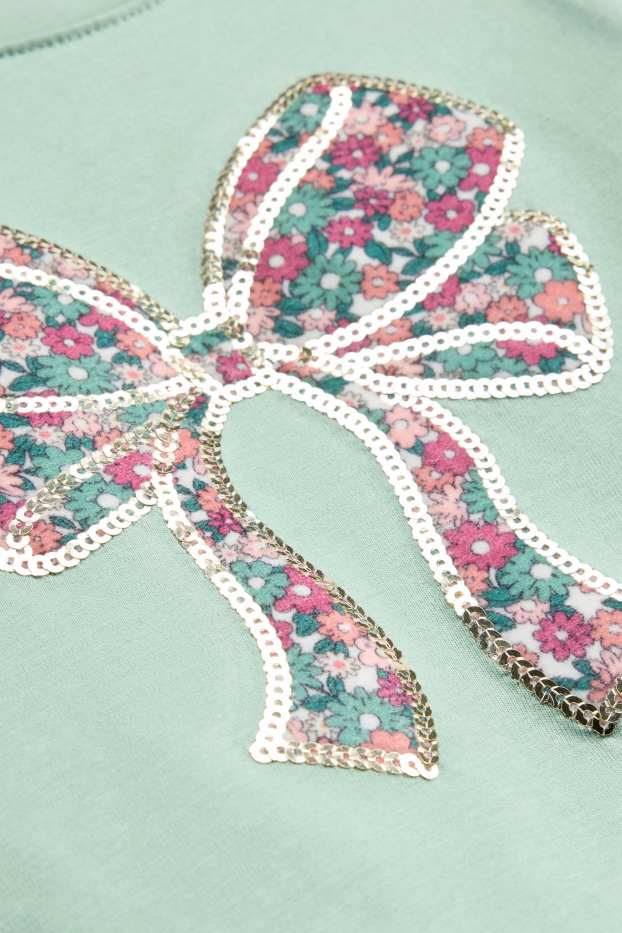 Kinderen: meisjes - Strik - longsleeve - glanseffect - mintgroen