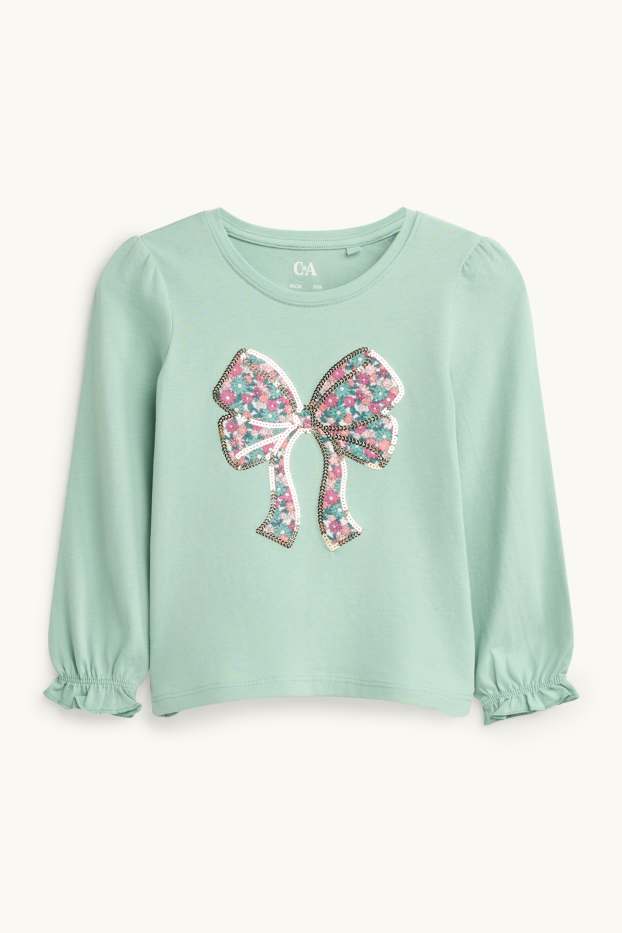 Kinderen: meisjes - Strik - longsleeve - glanseffect - mintgroen