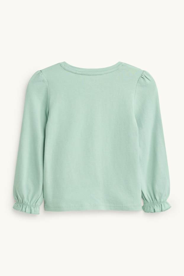 Kinderen: meisjes - Strik - longsleeve - glanseffect - mintgroen