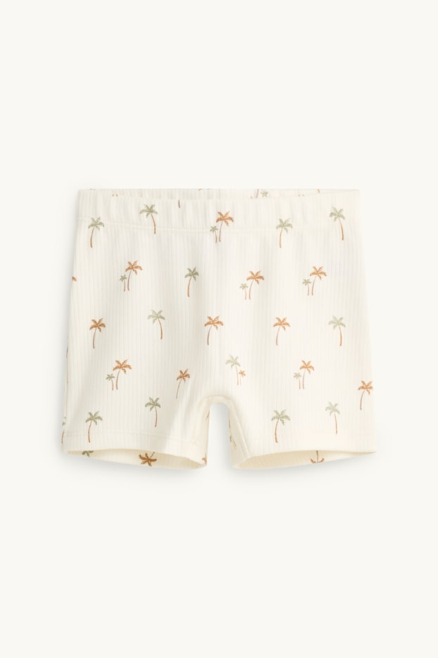 Baby: jongens - Palmboompje - babypyjama - 2-delig - ribstof - crèmekleurig