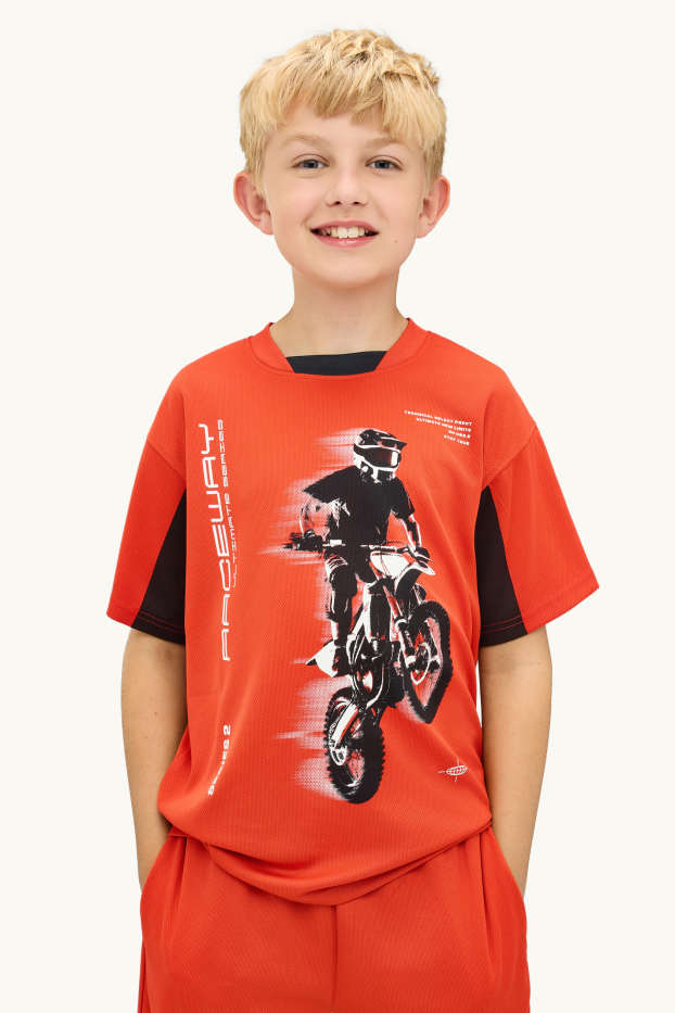 Children Boys - Motorbike - short sleeve T-shirt - orange