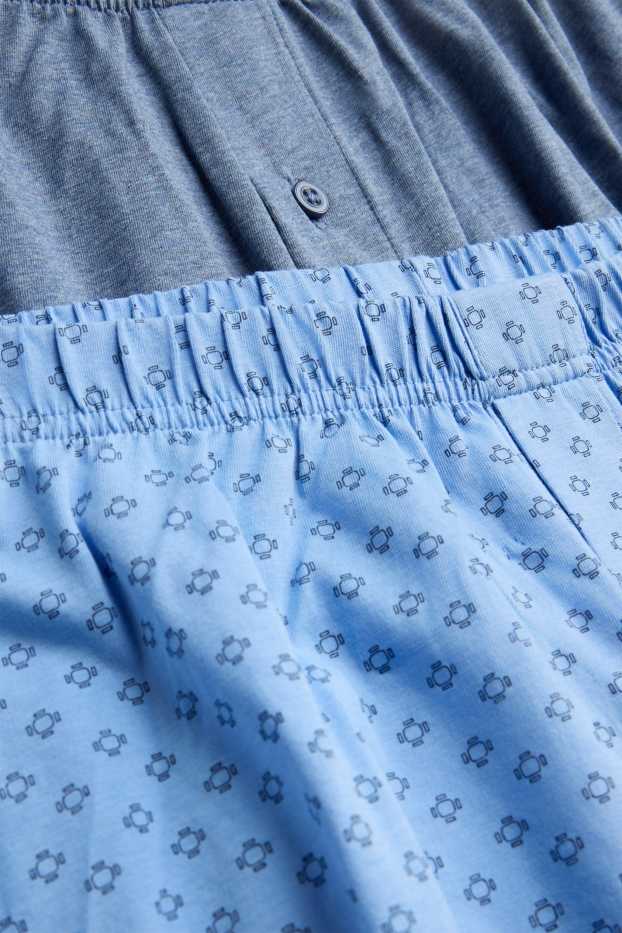 Uomo - Confezione da 2 - boxer - jersey - blu / azzurro