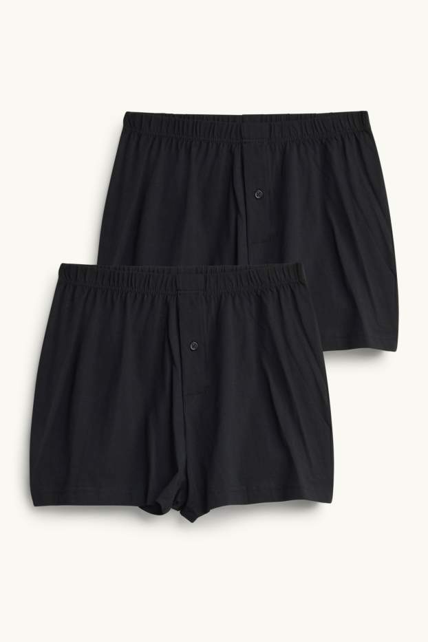 Herren - Multipack 2er - Boxershorts - Jersey - schwarz