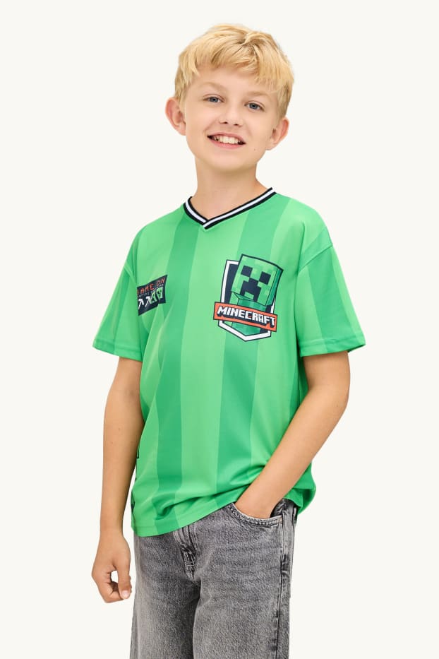 Kinder Buben - Minecraft - Kurzarmshirt - gestreift - grün