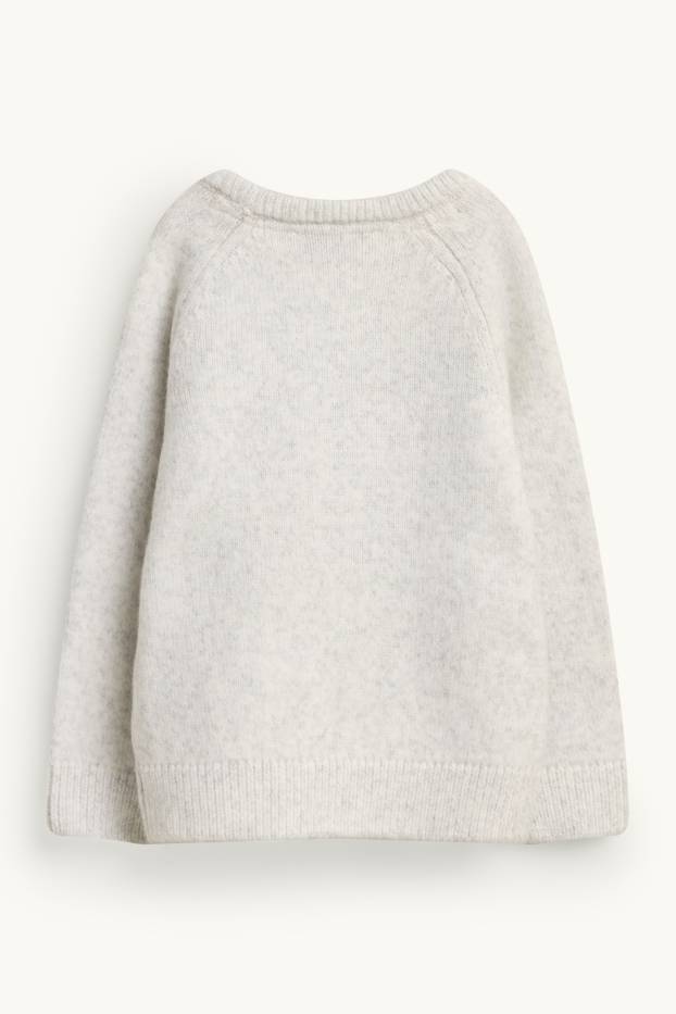 Kinder Jungen - Pullover - Zopfmuster - hellgrau