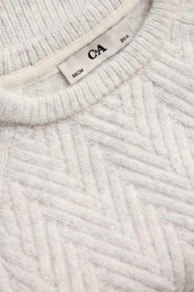 Kinder Jungen - Pullover - Zopfmuster - hellgrau
