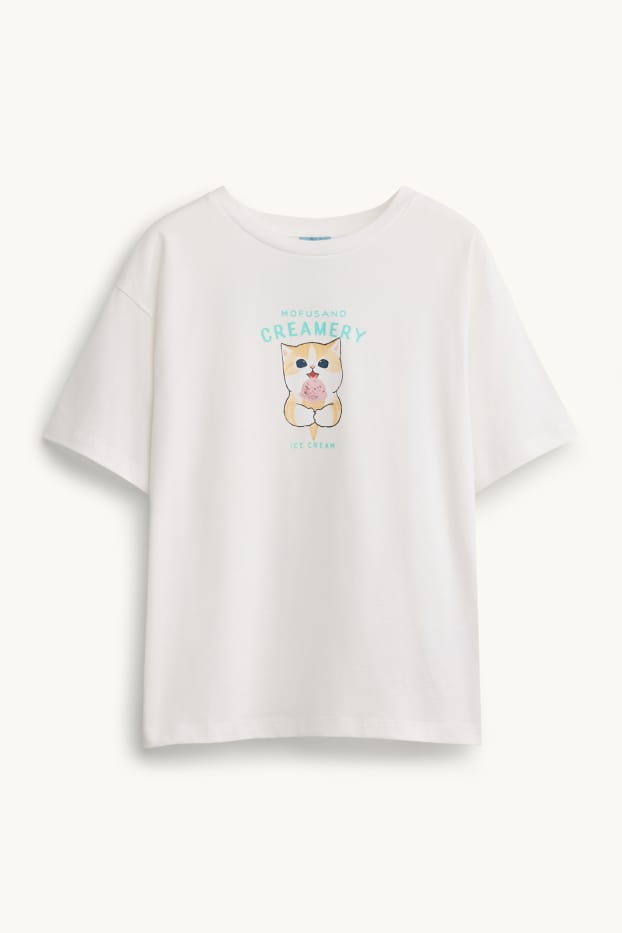 Enfants filles - Mofusand - T-shirt - Oversize - blanc