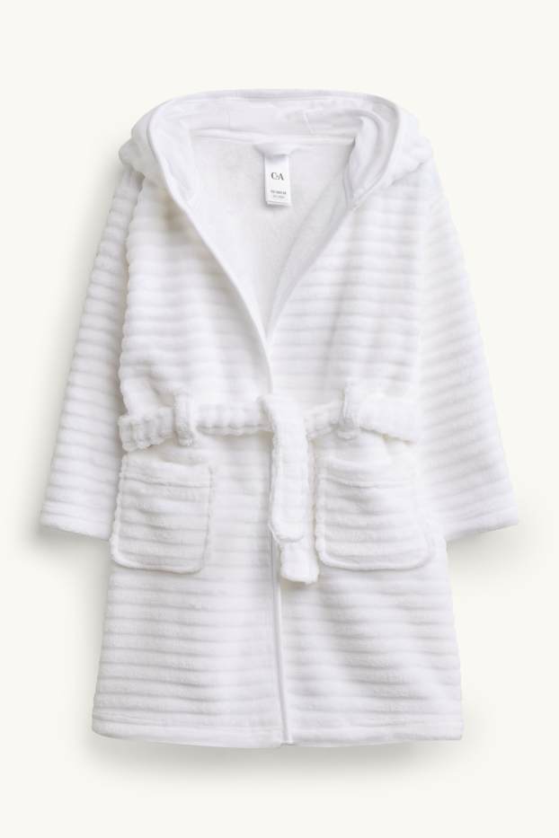 Bébés filles - Peignoir en éponge avec capuche pour bébé - côtelé - blanc