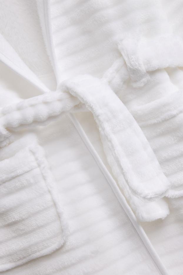 Bébés filles - Peignoir en éponge avec capuche pour bébé - côtelé - blanc