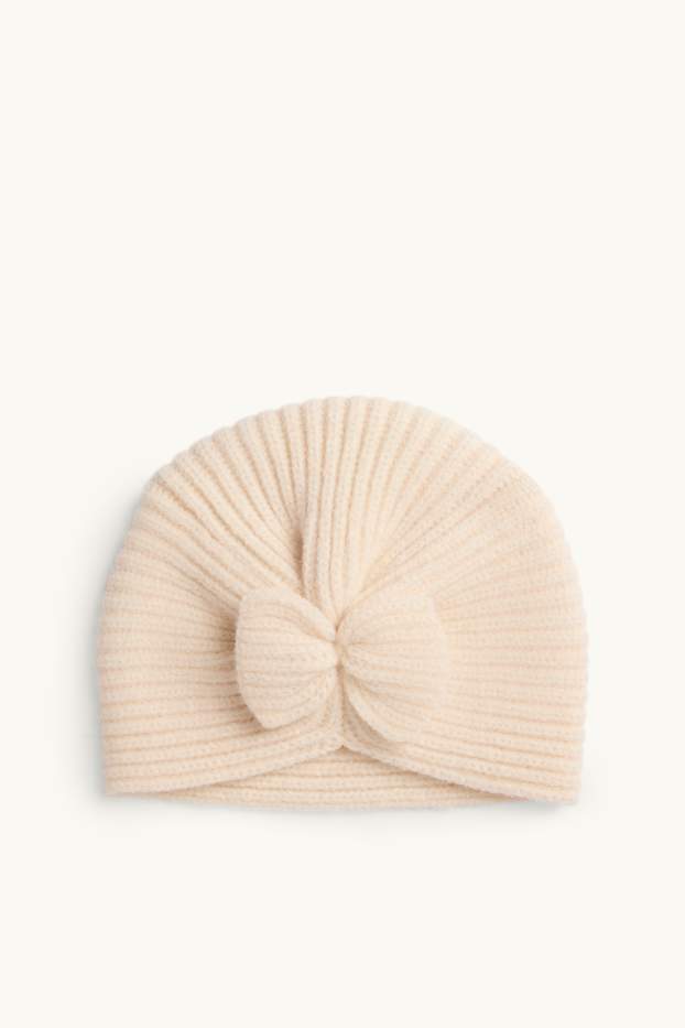 Baby: meisjes - Babytulbandmuts - geribd - beige