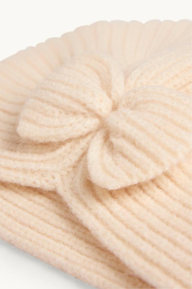 Baby: meisjes - Babytulbandmuts - geribd - beige