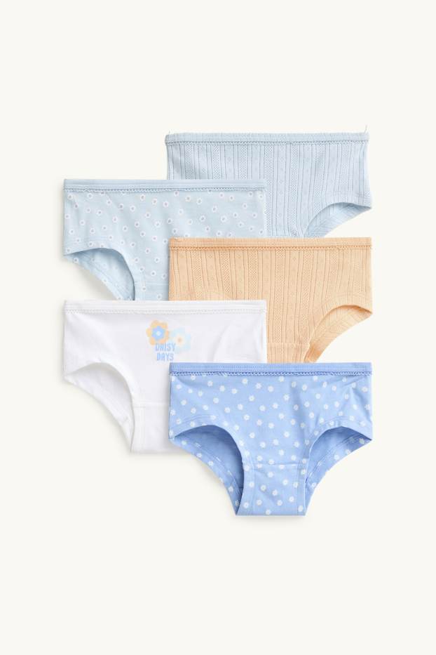 Kinderen: meisjes - Set van 5 - bloem - hipster - blauw