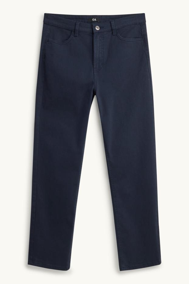 Dames - Pantalon - mid waist - straight leg - donkerblauw